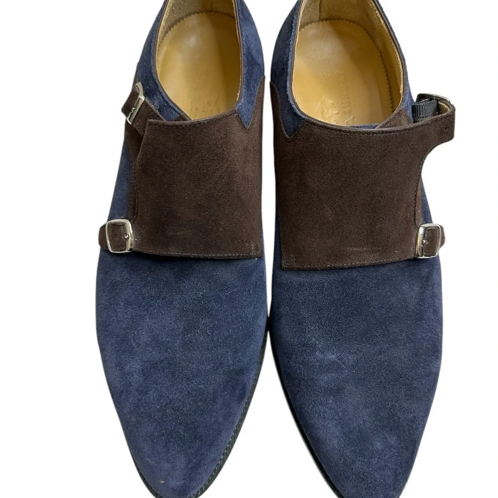 Awl & Sundry Men's Blue and Brown Suede Shoes,